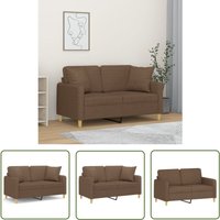 The Living Store - 2-Sitzer-Sofa mit Zierkissen Braun 120 cm Stoff - 2-Sitzer-Sofa - Couch - Wohnlandschaft - Sessel - Braun The Living Store - 2-Sitzer-Sofa mit Zierkissen Braun 120 cm Stoff - 2-Sitzer-Sofa - Couch - Wohnlandschaft - Sessel - Braun von THE LIVING STORE