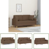 The Living Store - 2-Sitzer-Sofa mit Zierkissen Braun 140 cm Stoff - 2-Sitzer-Sofa - Couch - Wohnzimmersofa - Polstersofa - Braunes Sofa von THE LIVING STORE