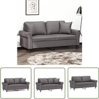 The Living Store - 2-Sitzer-Sofa mit Zierkissen Grau 140 cm Kunstleder - 2-Sitzer-Sofa - Graues Sofa - Wohnzimmersofa - Couchtisch - Ledercouch von THE LIVING STORE