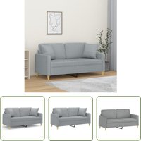 The Living Store - 2-Sitzer-Sofa mit Zierkissen Hellgrau 140 cm Stoff - Couch - 2-Sitzer-Sofa - Wohnzimmersofa - Hellgraues Sofa - Polyester Sofa von THE LIVING STORE