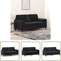 The Living Store - 2-Sitzer-Sofa mit Zierkissen Schwarz 140 cm Samt - Samtsofa - 2-Sitzer-Sofa - Wohnzimmersofa - Schwarzes Sofa - Gemütliches Sofa von THE LIVING STORE