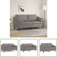 The Living Store - 2-Sitzer-Sofa mit Zierkissen Taupe 140 cm Stoff - 2-Sitzer-Sofa - Wohnlandschaft - Couchtisch - Tapete - Dekoration von THE LIVING STORE