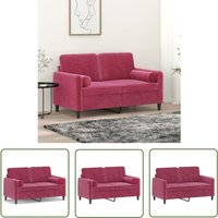 2-Sitzer-Sofa mit Zierkissen Weinrot 120 cm Samt - Samtsofa - Wohnzimmersofa - 2er Sofa - Weinrot Sofa - Gemütliches Sofa - The Living Store von THE LIVING STORE