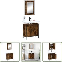 The Living Store - 2-tlg. Badmöbel-Set Räuchereiche Holzwerkstoff - Badezimmermöbel - Badmöbel-Set - Holzwerkstoff - Spiegelschrank - Waschtisch The Living Store - 2-tlg. Badmöbel-Set Räuchereiche Holzwerkstoff - Badezimmermöbel - Badmöbel-Set - Holzwerkstoff - Spiegelschrank - Waschtisch von THE LIVING STORE
