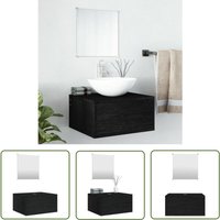 The Living Store - 2-tlg. Badmöbel-Set Schwarz Holzwerkstoff - Badezimmermöbel - Badschrank - Spiegelschrank - Schwarzes Badmöbel - Wandhängender von THE LIVING STORE