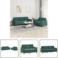 The Living Store - 2-tlg. Sofagarnitur mit Kissen Dunkelgrün Samt - Samtsofa - Wohnlandschaft - Couchgarnitur - Dunkelgrünes Sofa - 2er Sofa von THE LIVING STORE