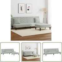 The Living Store - 2-tlg. Sofagarnitur mit Kissen Hellgrau Samt - Samtsofa - Schlafcouch - Couchtisch - Wohnzimmermöbel - Schlafsofa Hellgrau von THE LIVING STORE