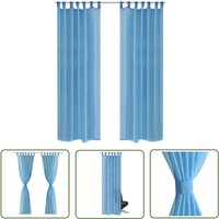2 x Transparente Gardine Fertiggardine 140 x 245 cm türkis - Transparente Gardine - Türkise Gardine - Voile Gardine - Wohnraumdekoration von THE LIVING STORE