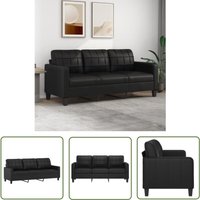 The Living Store 3-Sitzer-Sofa Schwarz 180 cm Kunstleder - 3-Sitzer-Sofa - Schwarzes Sofa - Ledercouch - Wohnzimmersofa - Modernes Sofa von THE LIVING STORE