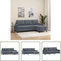 The Living Store 3-Sitzer-Sofa mit Hocker Dunkelgrau 180 cm Samt - Samtsofa - 3-Sitzer-Sofa - Wohnzimmermöbel - Grau Sofa - Lounge Möbel von THE LIVING STORE