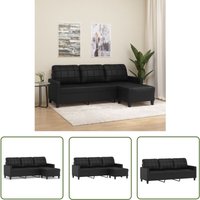 The Living Store - 3-Sitzer-Sofa mit Hocker Schwarz 180 cm Kunstleder - 3-Sitzer-Sofa - Schwarzes Sofa - Ledercouch - Lounge Möbel - Wohnzimmer The Living Store - 3-Sitzer-Sofa mit Hocker Schwarz 180 cm Kunstleder - 3-Sitzer-Sofa - Schwarzes Sofa - Ledercouch - Lounge Möbel - Wohnzimmer von THE LIVING STORE