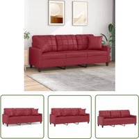 The Living Store - 3-Sitzer-Sofa mit Zierkissen Weinrot 180 cm Kunstleder - 3-Sitzer-Sofa - Wohnlandschaft - Ledercouch - Weinrot - Sofa Günstig The Living Store - 3-Sitzer-Sofa mit Zierkissen Weinrot 180 cm Kunstleder - 3-Sitzer-Sofa - Wohnlandschaft - Ledercouch - Weinrot - Sofa Günstig von THE LIVING STORE