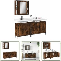 The Living Store - 3-tlg. Badmöbel-Set Räuchereiche Holzwerkstoff - Badezimmermöbel - Badschrank - Spiegelkommode - Rauchfarbenes Badmöbel - Holzmöbel The Living Store - 3-tlg. Badmöbel-Set Räuchereiche Holzwerkstoff - Badezimmermöbel - Badschrank - Spiegelkommode - Rauchfarbenes Badmöbel - Holzmöbel von THE LIVING STORE