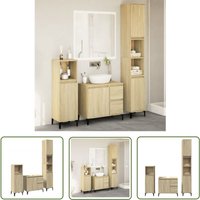 The Living Store - 3-tlg. Badmöbel-Set Sonoma-Eiche Holzwerkstoff - Badezimmermöbel - Badmöbel-Set - Holzwerkstoff - Sonoma-Eiche - Badschrank von THE LIVING STORE