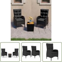 The Living Store 3-tlg. Bistro-Set Poly Rattan und Akazienholz Schwarz - Outdoor-Möbel - Gartenmöbel - Bistro-Set - Esszimmergarnitur - Rattanmöbel von THE LIVING STORE