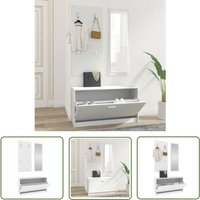The Living Store - 3-tlg. Flurmöbel-Set Weiß Holzwerkstoff - Schuhschrank - Garderobe - Spiegel - Flurmöbel - Holzwerkstoff Möbel The Living Store - 3-tlg. Flurmöbel-Set Weiß Holzwerkstoff - Schuhschrank - Garderobe - Spiegel - Flurmöbel - Holzwerkstoff Möbel von THE LIVING STORE