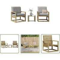 The Living Store - 3-tlg. Garten-Lounge-Set Kiefernholz Imprägniert - Gartensitzgruppe - Gartenloungesessel - Holzmöbel - Gartenmöbel Set von THE LIVING STORE