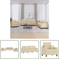 The Living Store 3-tlg. Sofagarnitur mit Kissen Creme Stoff - Esszimmergarnitur - Wohnzimmersofa - Couchtisch - Lounge Möbel - Creme Sofa The Living Store 3-tlg. Sofagarnitur mit Kissen Creme Stoff - Esszimmergarnitur - Wohnzimmersofa - Couchtisch - Lounge Möbel - Creme Sofa von THE LIVING STORE