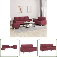 The Living Store - 3-tlg. Sofagarnitur mit Kissen Weinrot Stoff - Weinfarbener Couchtisch - Couchgarnitur Rot - Gemütliches Sofa - Ledercouch The Living Store - 3-tlg. Sofagarnitur mit Kissen Weinrot Stoff - Weinfarbener Couchtisch - Couchgarnitur Rot - Gemütliches Sofa - Ledercouch von THE LIVING STORE
