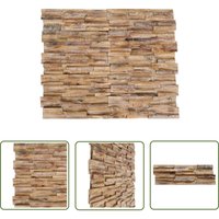 The Living Store - 3D-Wandverkleidung 10 Stk. 1,01 m² Massivholz Teak - Wandverkleidung - Teakholzwand - Rustikaler Stil - Wohnzimmerdeko von THE LIVING STORE