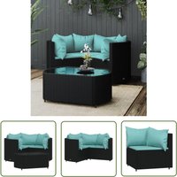 The Living Store - 4-tlg. Garten-Lounge-Set mit Kissen Schwarz Poly Rattan - Gartensessel - Loungesessel - Gartenmöbeln - Outdoor Möbel - Rattan von THE LIVING STORE