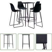 5-tlg. Bar-Set Kunststoff Schwarz - Bar Set - Bartisch - Barhocker - Kücheninsel - Wohnzimmer Dekoration - The Living Store von THE LIVING STORE