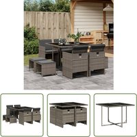 The Living Store - 9-tlg. Garten-Essgruppe mit Kissen Grau Poly Rattan - Gartengestell - Gartenset - Outdoor Möbel - Gartenmöbel - Rattan Gartenmöbel The Living Store - 9-tlg. Garten-Essgruppe mit Kissen Grau Poly Rattan - Gartengestell - Gartenset - Outdoor Möbel - Gartenmöbel - Rattan Gartenmöbel von THE LIVING STORE