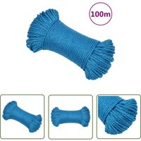 The Living Store - Arbeitsseil Blau 3 mm 100 m Polypropylen - Arbeiten Seil - pp Seil - Polyester Seil - Hochfestes Seil - Tragfähigkeitsseil von THE LIVING STORE