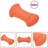 The Living Store - Arbeitsseil Orange 3 mm 100 m Polypropylen - Arbeiten Seil - Orange Seil - Polypropylen Seil - Gartenseil - Baumaterialien von THE LIVING STORE