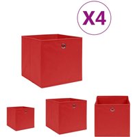 The Living Store - Aufbewahrungsboxen 4 Stk. Vliesstoff 28x28x28 cm Rot - Ordnungshelfer - Rot von THE LIVING STORE