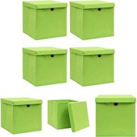 The Living Store - Aufbewahrungsboxen mit Deckeln 4 Stk. Grün 32x32x32 cm Stoff - Ordnungshelfer - Grün von THE LIVING STORE