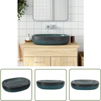 The Living Store - Aufsatzwaschbecken Türkis Oval 59x40x14 cm Keramik - Waschbecken - Badezimmersanierung - Keramikwaschbecken - Handgefertigtes von THE LIVING STORE