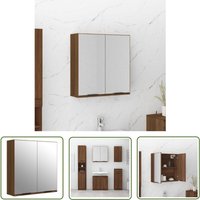 The Living Store - Bad-Spiegelschrank Braun Eichen-Optik 64x20x67 cm - Badezimmerspiegel - Spiegelschrank - Badschrank - Holzwerkstoff Möbel von THE LIVING STORE