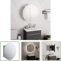 The Living Store - Badezimmerschrank mit Rundem Spiegel & led Grau 40x40x17,5 cm - Badezimmermöbel - Kosmetiktisch - Spiegelkommode - Holzwerkstoff The Living Store - Badezimmerschrank mit Rundem Spiegel & led Grau 40x40x17,5 cm - Badezimmermöbel - Kosmetiktisch - Spiegelkommode - Holzwerkstoff von THE LIVING STORE
