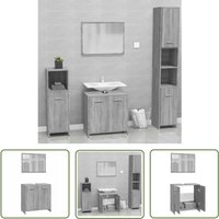 The Living Store - Badmöbel-Set Grau Sonoma Holzwerkstoff - Badmöbel Set - Holzwerkstoff - Grauer Badschrank - Badezimmermöbel - Spiegelschrank von THE LIVING STORE