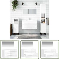 The Living Store - Badschrank mit Spiegel Hochglanz-Weiß Holzwerkstoff - Badezimmermöbel - Badschrank - Spiegel - Holzwerkstoff - Weißer Badschrank The Living Store - Badschrank mit Spiegel Hochglanz-Weiß Holzwerkstoff - Badezimmermöbel - Badschrank - Spiegel - Holzwerkstoff - Weißer Badschrank von THE LIVING STORE