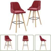 The Living Store - Barhocker 2 Stk. Weinrot Samt - Samt Sessel - Barhocker - Küchenstuhl - Wohnzimmersessel - Weinrot von THE LIVING STORE