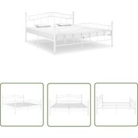 The Living Store Bett Weiß Metall 180x200 cm - Doppelbett - Metallbett - Weißes Bett - Boxspringbetten - Bettgestell von THE LIVING STORE