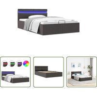 The Living Store Bett mit Bettkasten Hydraulisch LED Dunkelgrau Stoff 120x200 cm - Boxspringbett - Doppelbett - Schlafraumgestaltung - Bettgestell The Living Store Bett mit Bettkasten Hydraulisch LED Dunkelgrau Stoff 120x200 cm - Boxspringbett - Doppelbett - Schlafraumgestaltung - Bettgestell von THE LIVING STORE