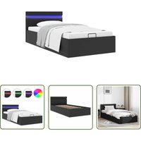 The Living Store Bett mit Bettkasten Hydraulisch LED Schwarz Kunstleder 90x200cm - Schlafzimmermöbel - Betten - Doppelbett - Singlebett The Living Store Bett mit Bettkasten Hydraulisch LED Schwarz Kunstleder 90x200cm - Schlafzimmermöbel - Betten - Doppelbett - Singlebett von THE LIVING STORE