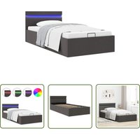 The Living Store - Bett mit Bettkasten Hydraulisch led Dunkelgrau Stoff 90x200 cm - Einzelbett - Boxspringbett - Bettgestell - Schlafraum - Stoffbezug von THE LIVING STORE