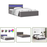 The Living Store - Bett mit Bettkasten Hydraulisch led Grau Kunstleder 140x200 cm - Doppelbett - Stauraumbett - Kunstlederbett - Boxspringbett The Living Store - Bett mit Bettkasten Hydraulisch led Grau Kunstleder 140x200 cm - Doppelbett - Stauraumbett - Kunstlederbett - Boxspringbett von THE LIVING STORE