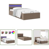 The Living Store - Bett mit Bettkasten Hydraulisch mit led Taupe Stoff 90x200 cm - Boxspringbett - Einzelbett - Schlafraumgestaltung - Bettgestell The Living Store - Bett mit Bettkasten Hydraulisch mit led Taupe Stoff 90x200 cm - Boxspringbett - Einzelbett - Schlafraumgestaltung - Bettgestell von THE LIVING STORE