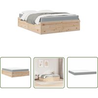 The Living Store - Bett mit Matratze 140x200 cm Massivholz Kiefer - Kiefernbett - Holzbett - Doppelbett - Boxspringbett - Bettrahmen von THE LIVING STORE