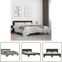 The Living Store Bettgestell Schwarz 150x200 cm Holzwerkstoff und Metall - Schlafzimmermöbel - Bettgestell - Doppelbett - Massivholzbette - Schwarzes The Living Store Bettgestell Schwarz 150x200 cm Holzwerkstoff und Metall - Schlafzimmermöbel - Bettgestell - Doppelbett - Massivholzbette - Schwarzes von THE LIVING STORE