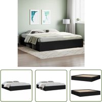 The Living Store - Bettgestell Schwarz 200x200 cm - Bettes Gestell - Doppelbett - Massivholzbette - Schwarzes Bett - Holzbettrahmen von THE LIVING STORE
