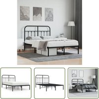 The Living Store - Bettgestell mit Kopfteil Metall Schwarz 120x200 cm - Metallbettfundament - Doppelbett - Boxspringbett - Schlafzimmermöbel von THE LIVING STORE