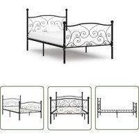 The Living Store Bettgestell mit Lattenrost Schwarz Metall 100 × 200 cm - Metallbettgestell - Doppelbett - Boxspringbett - Schlafraumgestaltung von THE LIVING STORE