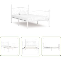 The Living Store - Bettgestell mit Lattenrost Weiß Metall 90 x 200 cm - Metallbettgestell - Weißes Bettgestell - Singlebett - Boxspringbett The Living Store - Bettgestell mit Lattenrost Weiß Metall 90 x 200 cm - Metallbettgestell - Weißes Bettgestell - Singlebett - Boxspringbett von THE LIVING STORE
