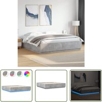 The Living Store - Bettgestell mit led Betongrau 200x200 cm Holzwerkstoff - Beton Grau - Holzrahmen - Bettgestell - Doppelbett - led Beleuchtung The Living Store - Bettgestell mit led Betongrau 200x200 cm Holzwerkstoff - Beton Grau - Holzrahmen - Bettgestell - Doppelbett - led Beleuchtung von THE LIVING STORE